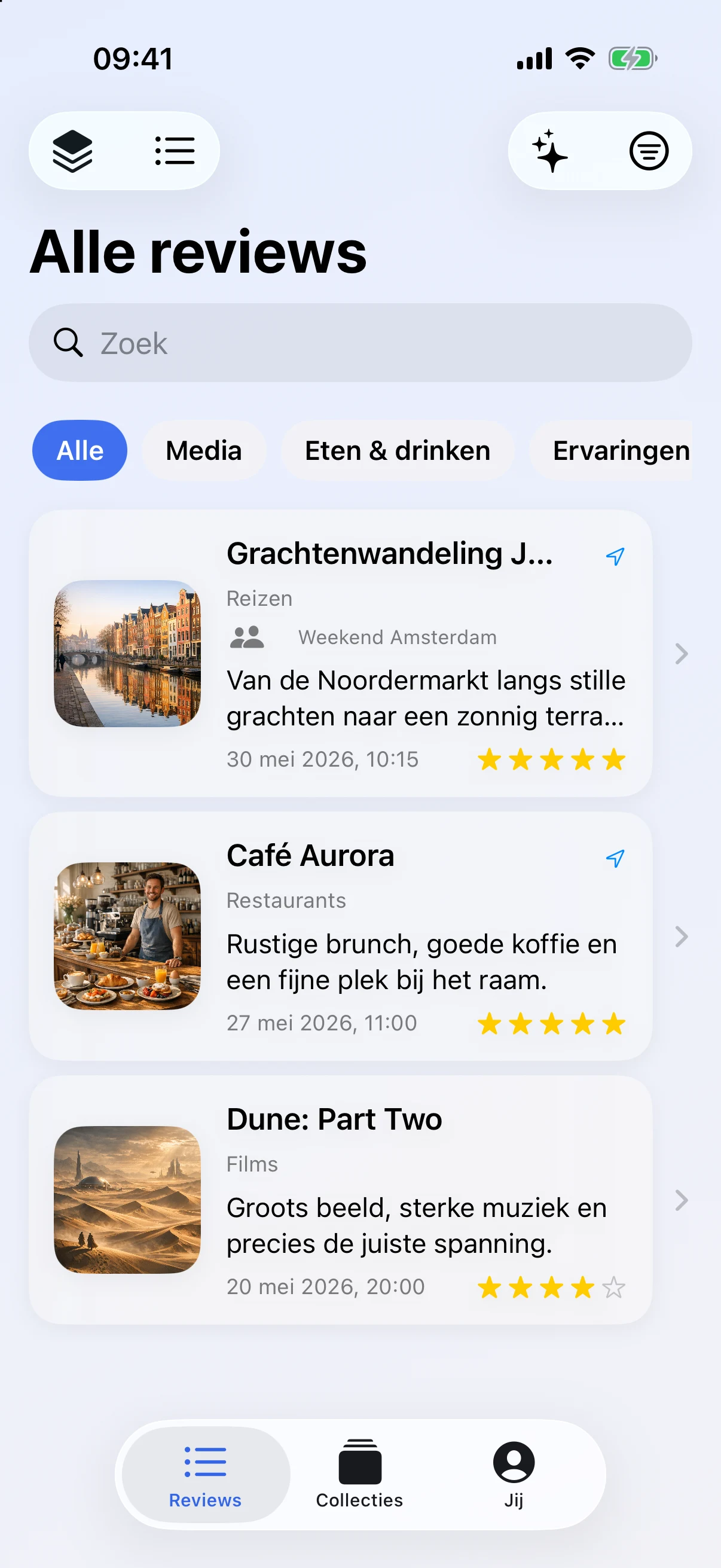 Een gecombineerd overzicht van persoonlijke reviews en reviews uit besloten groepen