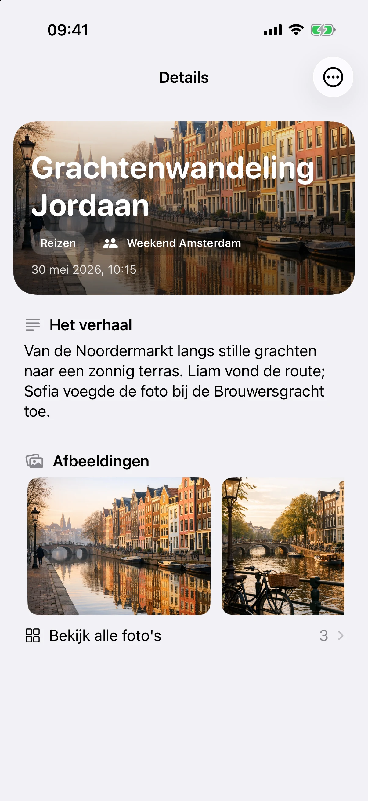 Het gezamenlijke verhaal en de foto’s in een besloten groepsreview
